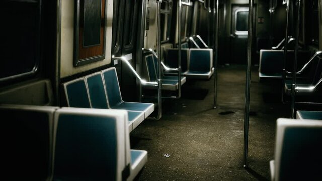 Inside of New York Subway empty car