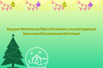 Merry Christmas and Happy new year wishes greeting card abstract background with colorful text and sparkling stars decorative pattern, festival celebration, graphic design illustration wallpaper