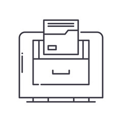 Document folder icon, linear isolated illustration, thin line vector, web design sign, outline concept symbol with editable stroke on white background.