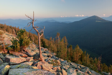 magical sunset in the mountains