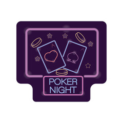 poker night casino neon light label