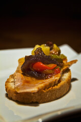 Bar food skewer with anchovy