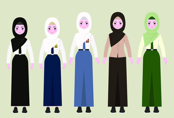 School Girls In Hijab Vector