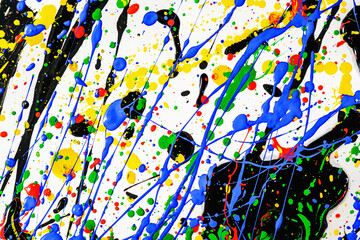 Abstract expression colorful splash background. bright Watercolor background illustration. dripping technique.