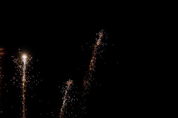 Real Fireworks on Deep Black Background Sky on Fireworks festival show before The independence day...