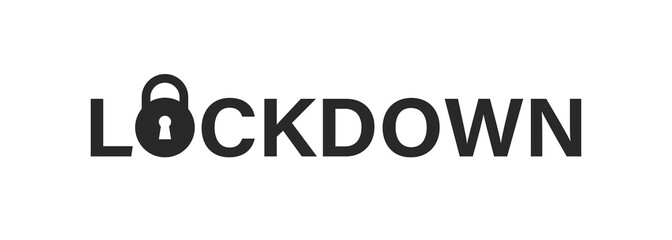 Quarantine lockdown. Lock black icon, isolatred vector. Pandemic coronavirus