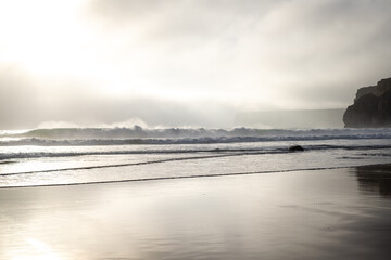 Misty Praia do Beliche, Vila do Bispo - Sagres Portugal. No people.