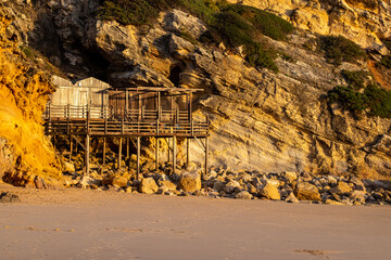 Old wooden bar on the beach, Vila do Bispo - Sagres Portugal.