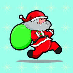 Santa Clause Doodle Cartoon Illustration  Running Santa  Sticker