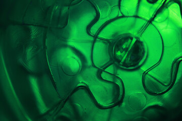 The 3d concept design, abstract green geometric background, architectural glass construction 3D...