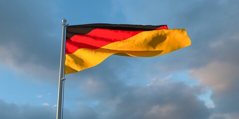 3D rendering of the national flag of Germany waving in the wind