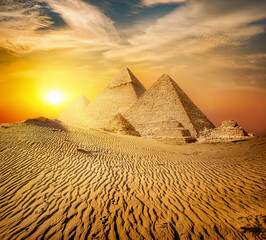 Pyramid in sand desert