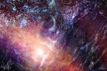 Universe in a distant galaxy with nebulae and stars