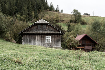 Old village house in the mountains. The Carpathians. Ukraine.
