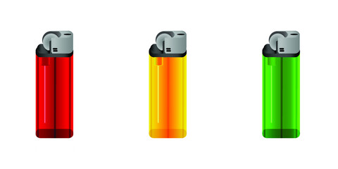 Red Yellow and Green Cricket Lighter Illustration