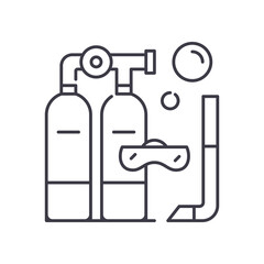 Dive icon, linear isolated illustration, thin line vector, web design sign, outline concept symbol with editable stroke on white background.