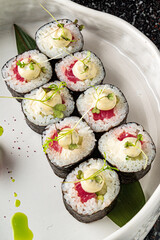 sushi set on the white plate