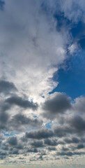 Fantastic clouds against blue sky, panorama