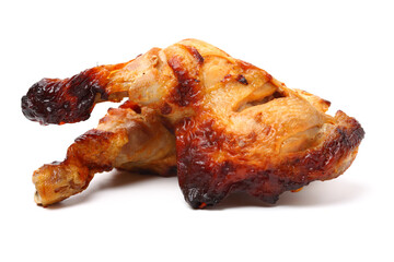 grilled chicken leg  on white background 