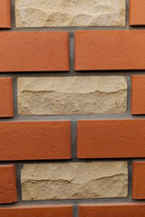 Stone natural background of coquina, silicate bricks and cement or concrete plates.