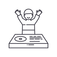 Dj concept icon, linear isolated illustration, thin line vector, web design sign, outline concept symbol with editable stroke on white background.