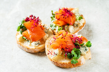 canape with salted salmon and herbs