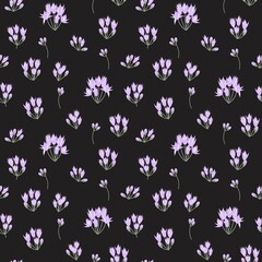 Purple Botanical Floral Seamless Pattern Background