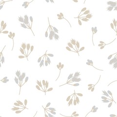 Brown Taupe Botanical Floral Seamless Pattern Background