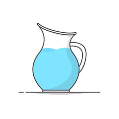 Glass Jug Of Water Vector Icon Illustration. Pitcher With Water Flat Icon