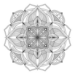 vector mandala black outline isolated on white background. Coloring page zendal. Design for meditation, yoga, relaxation.