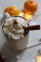 delicious New Year's cocoa with whipped cream