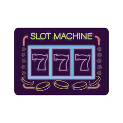 slot machine casino neon light label