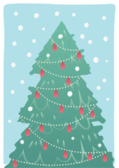 christmas greetings card template with christmas tree. christmas festive texture greetings card background. winter holiday background.