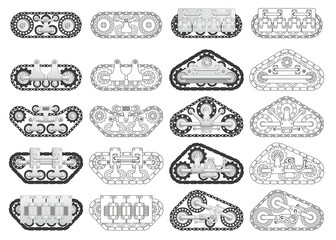 Set of futuristic tracks. Side view. Isolated on white background. Vector illustration.