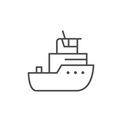 Tug boat line outline icon