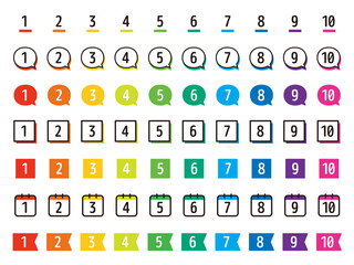 カラフルな数字アイコン-Colorful number icons