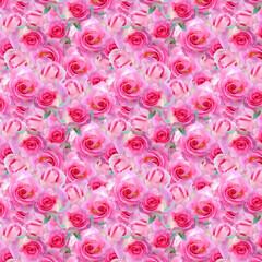 Seamless pink pattern with roses