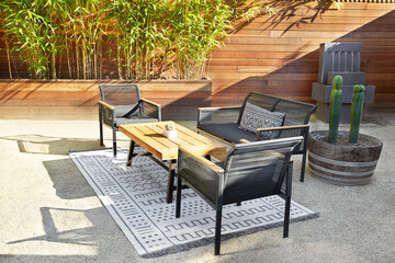 Outdoor furniture in back yard