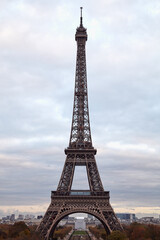 Fototapeta na wymiar Eiffel tower as seen from Trocadero place, Paris, France.
