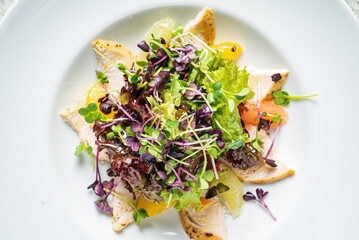 fresh salad with chicken and vegetables