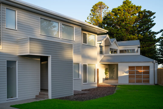 Brand new home with landscaped lawn
