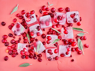 festive holiday cocktail ice on pink