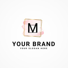 Fototapeta premium Watercolor Logo Design Template Vector. Elegant Logo Design