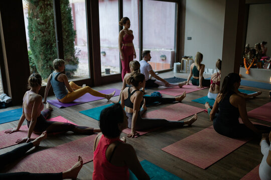 Scenes from a yoga class.