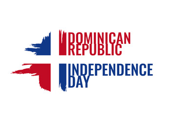 Happy Dominican Republic Independence Day greeting card, banner, poster design print. Dominican Republic flag grunge vector illustration on white background. National holiday celebration 27 february
