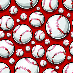 Seamless pattern with baseball softball ball graphics. Vector illustration. Ideal for wallpaper, packaging, fabric, textile, wrapping paper design and any kind of decoration.