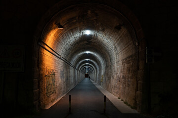 Obraz premium Lonely tunnel dark night