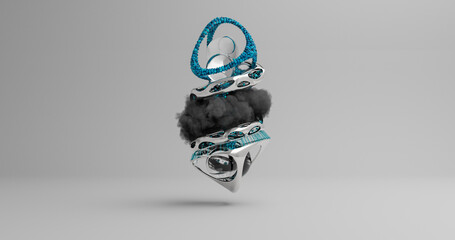 Portrait of a death abstract particle organism.