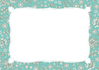 レトロな花柄 結婚式招待状 サロンメニューの背景素材 ティファニーブルー Wall Mural Ayumi Takashima