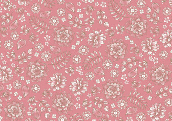 レトロな花柄　　結婚式招待状　サロンメニューの背景素材　ローズピンク
